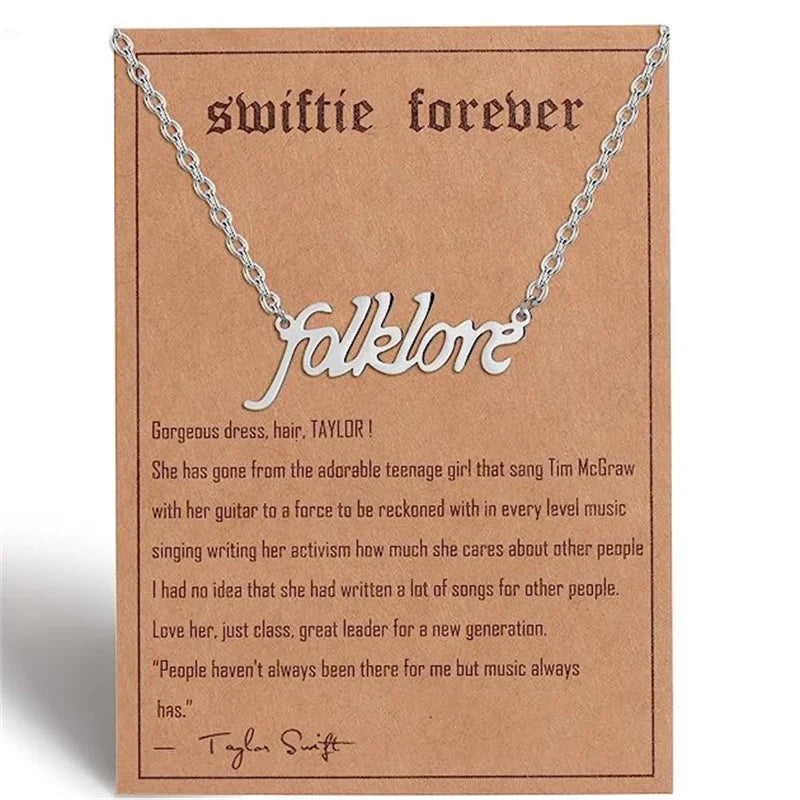 Stainless Steel Inspired Necklace for Women Folklore 1989 Speaknow Fearless Eras Speaknow Reputation Signature Pendant Jewelry