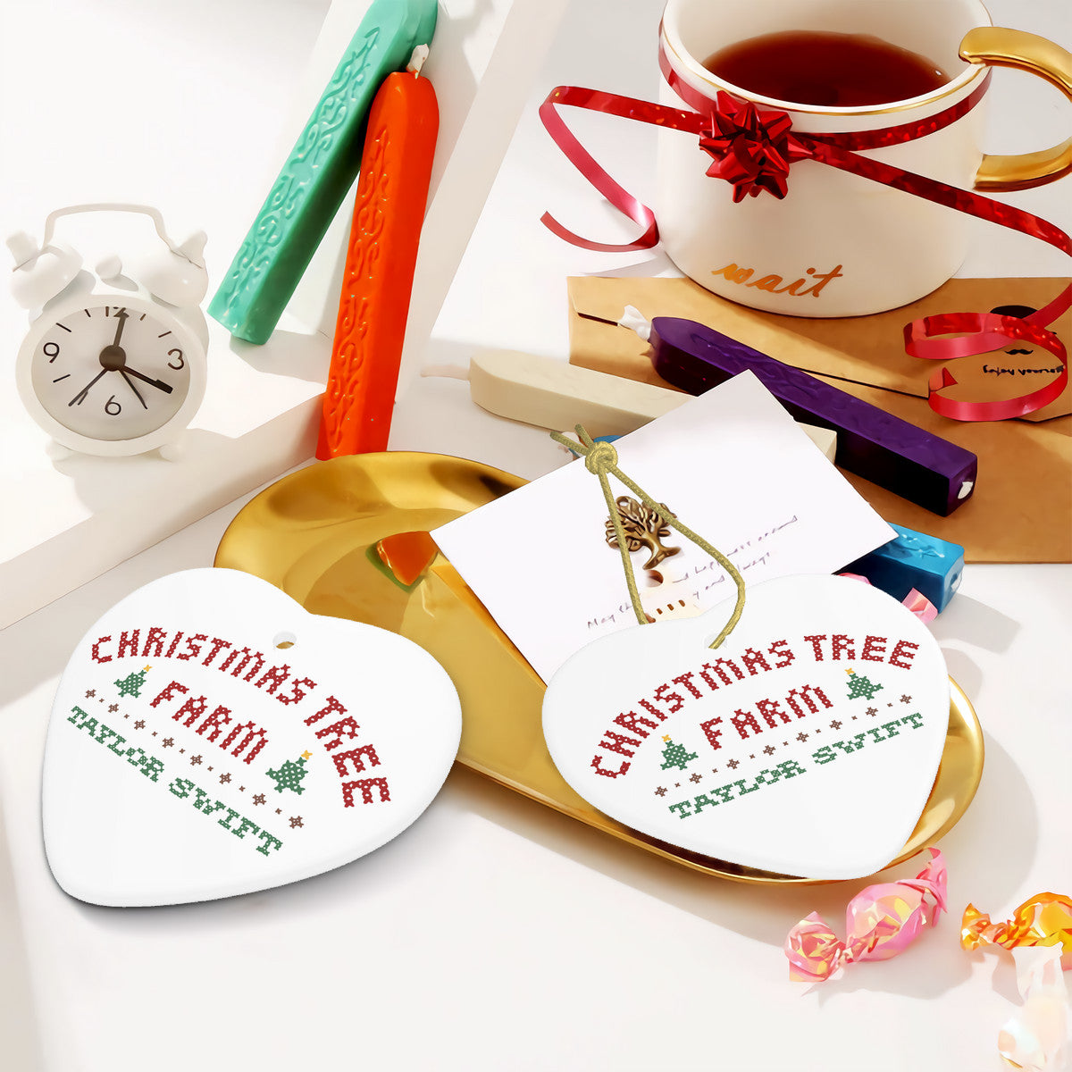 Christmas Tree Farm | Ceramic Heart Shape Tree Ornament