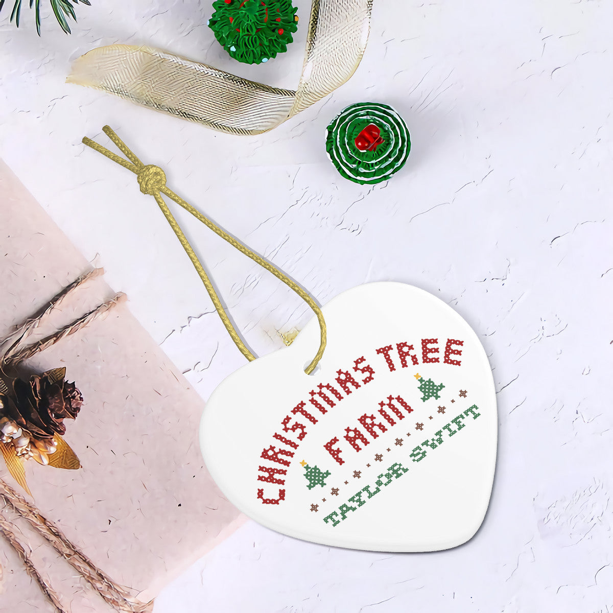 Christmas Tree Farm | Ceramic Heart Shape Tree Ornament